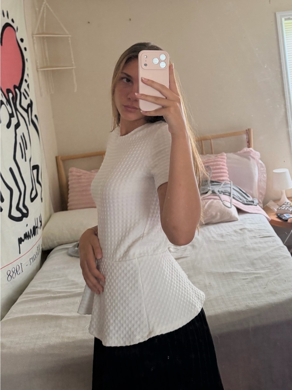 Banana Republic White Textured Short Sleeve Peplum Top - Picture 5 of 5